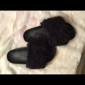 Urban Outfitters Faux Fur Slides